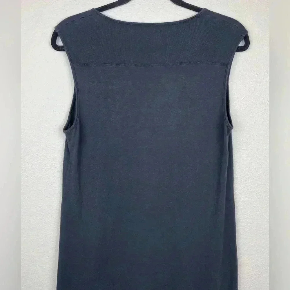 VELVET by Graham Spencer Black Vintage Slub Maxi Dress T-Shirt Leg Slit Medium - Picture 13 of 13